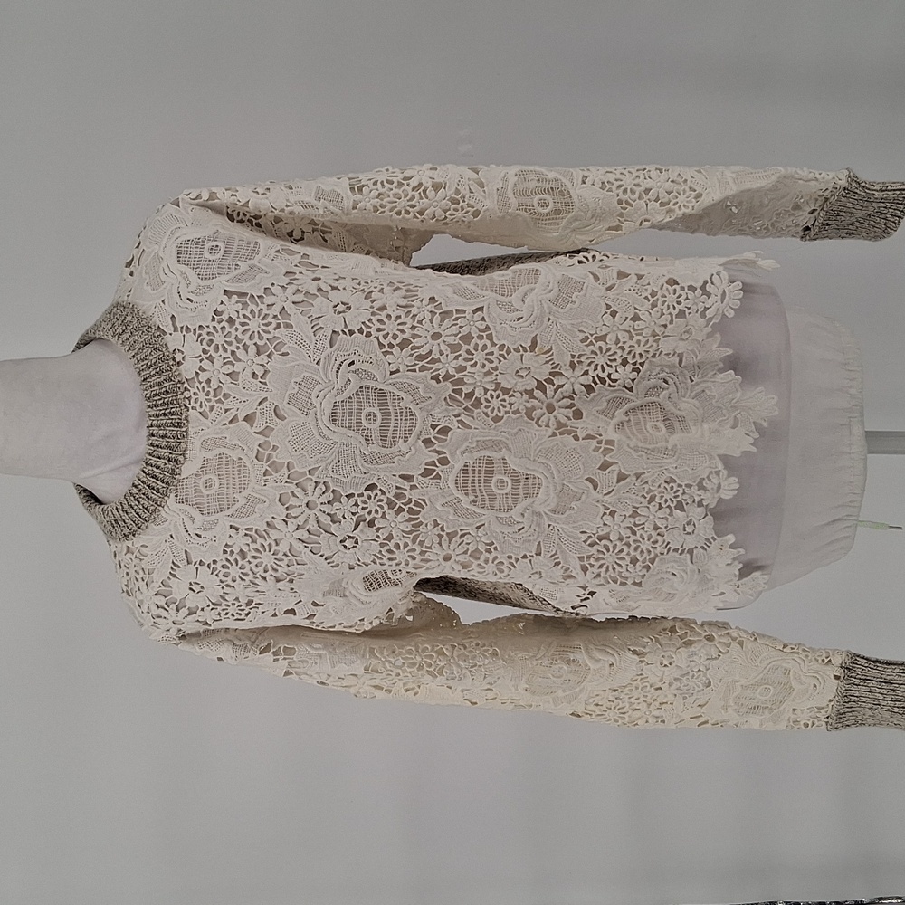 SEE BY CHLOE Women’s Lace Pullover Sweater Milk Color Size Medium - Picture 4 of 13